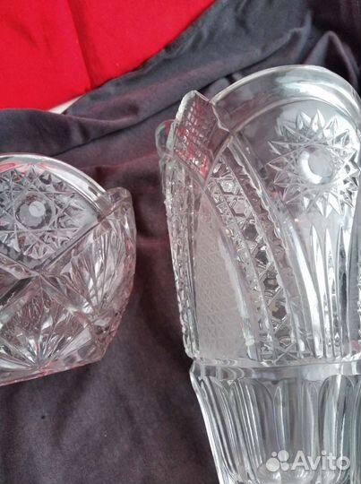 Хрустальная ваза и салатница набор