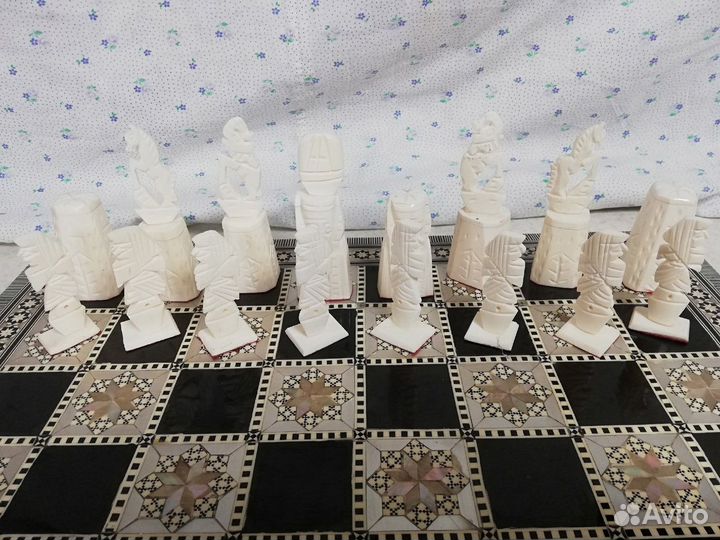 Шахматы из Египта резьба инкрустация ручная работа