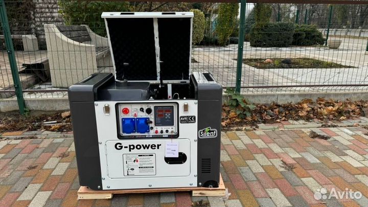 Дизельный генератор 10 кВт g-power однофазный 1100