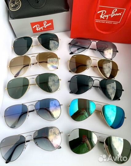 Очки ray ban aviator авиаторы зеленые