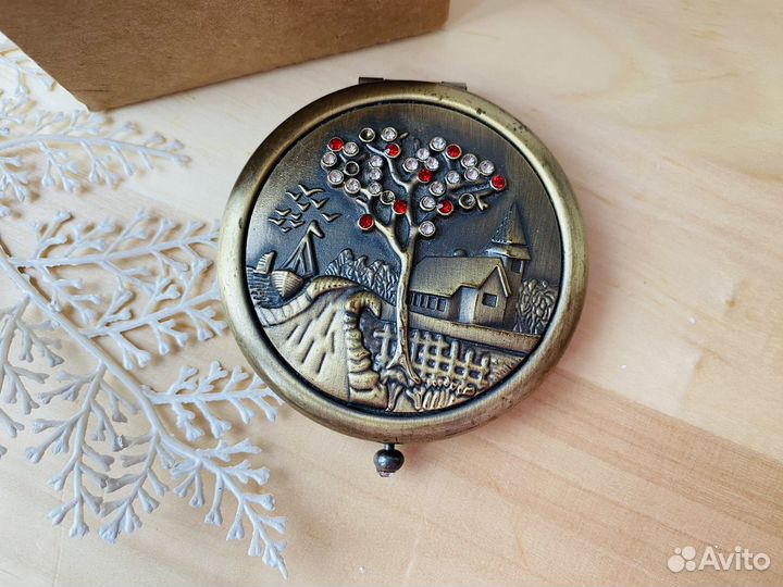 Зеркало карманное маленькое складное металлическое