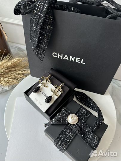 Серьги chanel оригинал новые комплект бутика