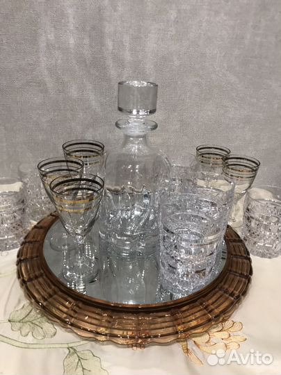 Стаканы хрусталь Чехия, декантер Франция