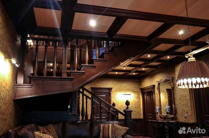 Деревянный потолок из массива дерева