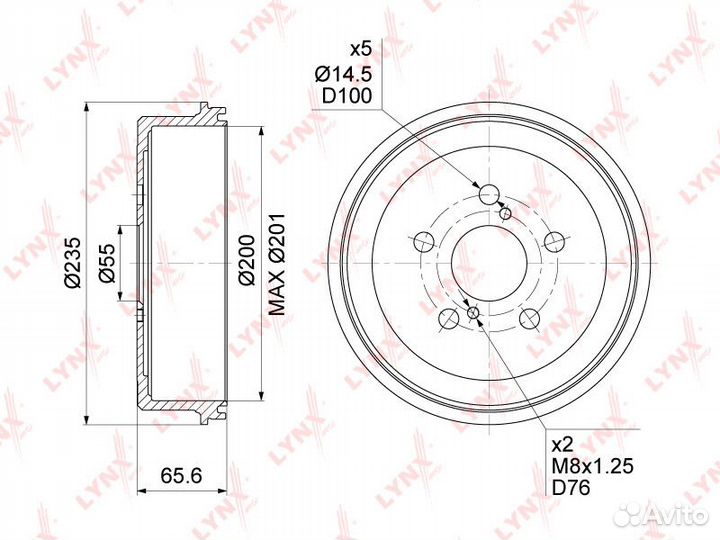 Барабан тормозной lynxauto BM-1001