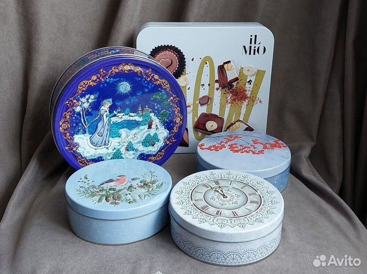 Жестяная банка для хранения круглая квадратная