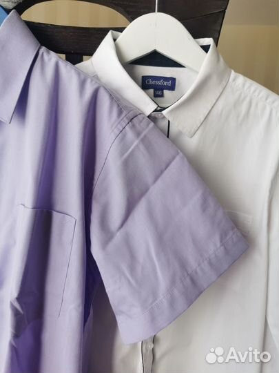 Рубашка 146 белая новая, лиловая 146-152 новая