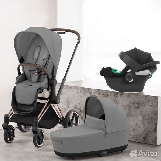 Коляска 3в1 Cybex Priam IV + Aton B2 Mirage Grey