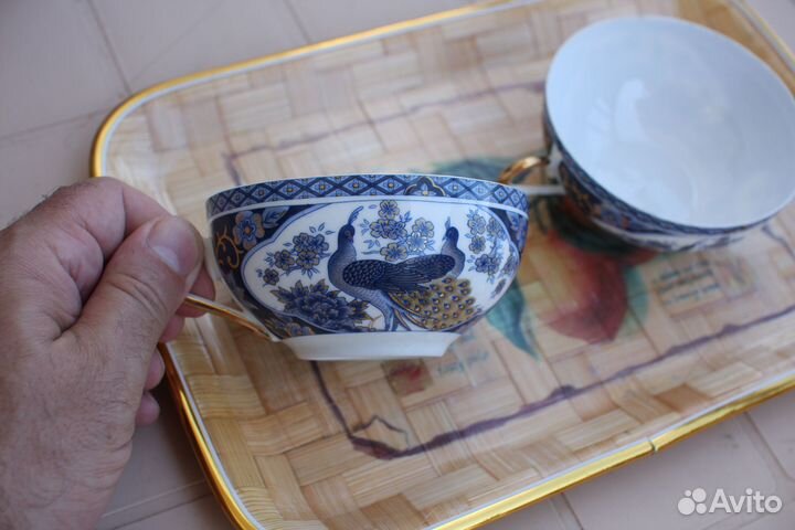 Китайский фарфоровый чайный сервиз 7+2 костяной