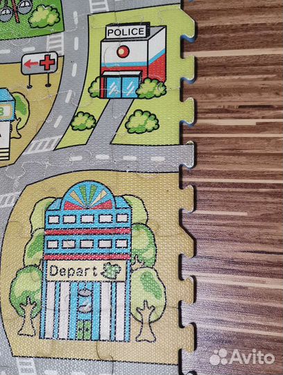 Детский игровой коврик пазл дорога