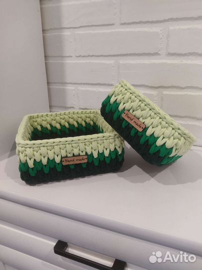 Вязаные корзины из трикотажной пряжи