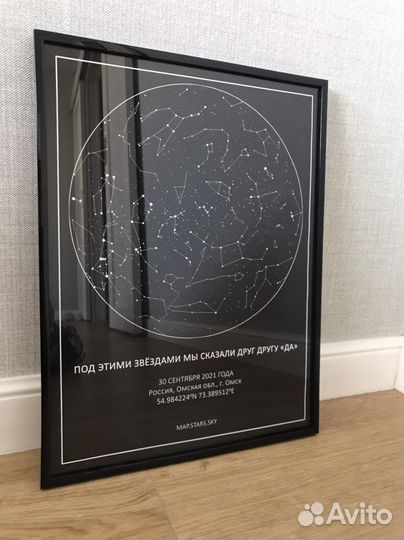 Подарок, постер, картина, карта звёздного неба