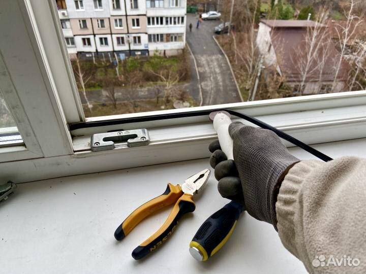 Окна пвх. Замена уплотнительной резинки, ручки