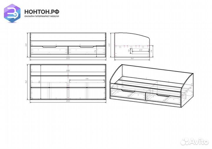 Кровать-тахта Rich дуб крафт золотой / миндаль / г