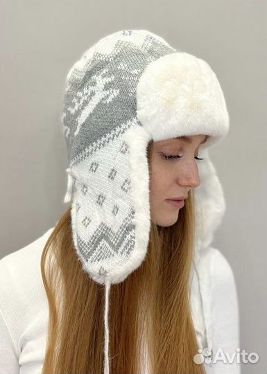 Шапка ушанка из ангоры, шапка из шерсти