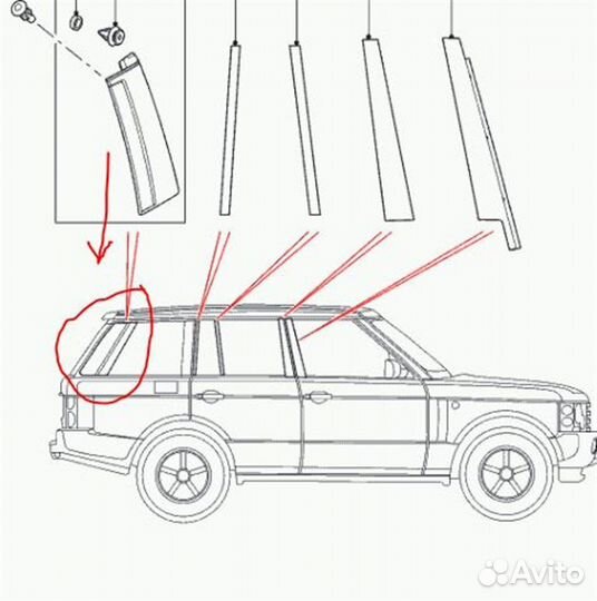 Накладка задней левой стойки Range Rover 3