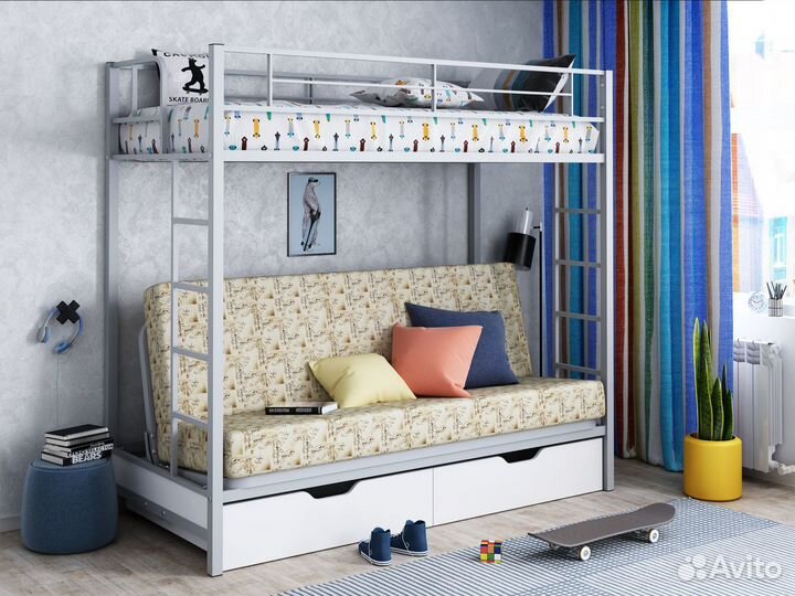 Металлическая кровать с диваном 120 см