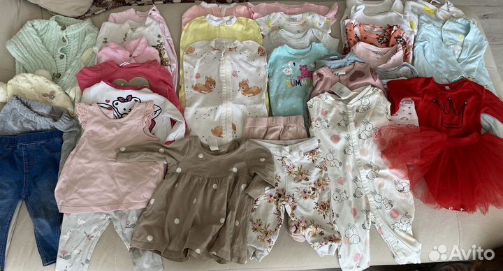 Пакет вещей на девочку H&M, Crockid, Fox&Bunny)