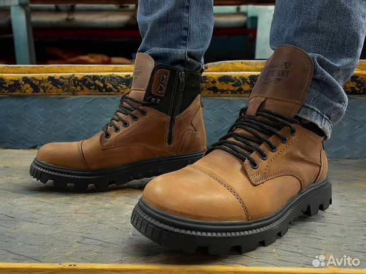 Зимние ботинки в стиле timberland кожаные