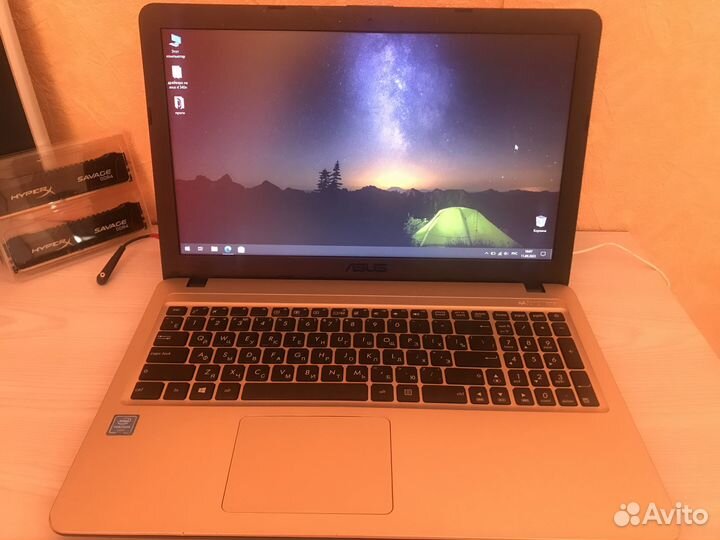 Ноут asus d540n +4ядра+4gb+ssd Evo860,250 gb