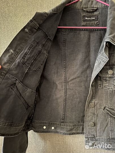 Женская джинсовая куртка черная Massimo Dutti р46