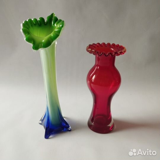 Вазы. Цветное стекло. СССР. Винтаж