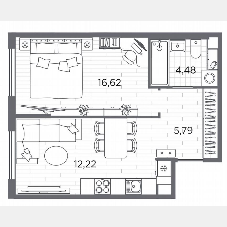 1-к. квартира, 39,1 м², 1/5 эт.