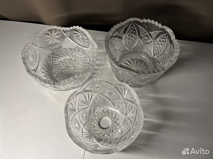 Хрустальные вазы, салатники, рюмки