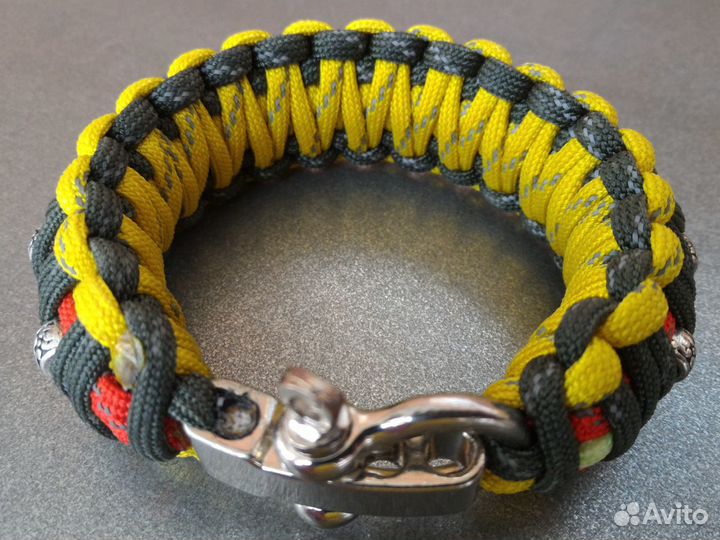Браслет из паракорда 550 двойной с бусинами фосфор