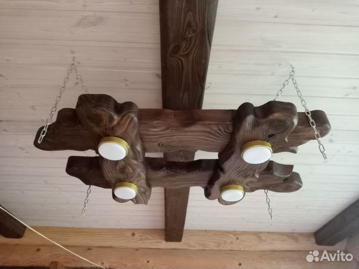 Деревянная люстра под старину