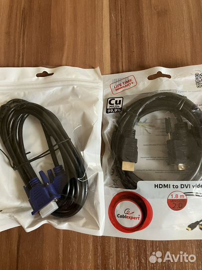 Кабели 1. hdmi to DVI и 2. VGA