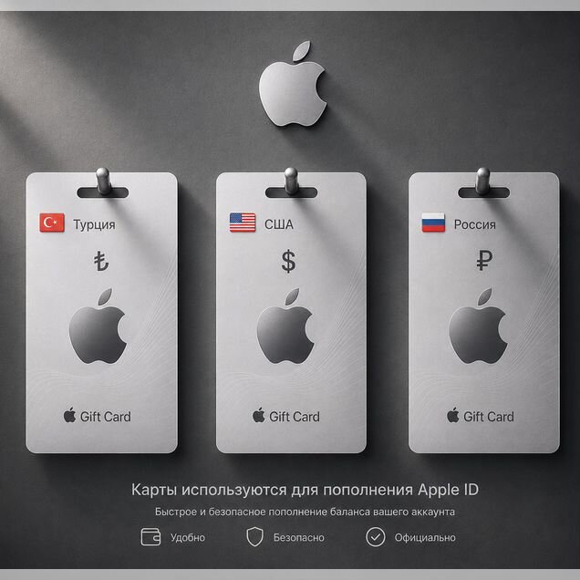 Карты Пополнение Apple ID / App Store iCloud iTune