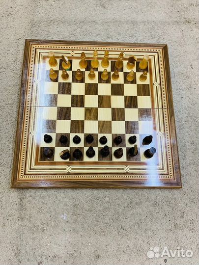 Шахматы нарды шашки 3 в 1 ручной работы