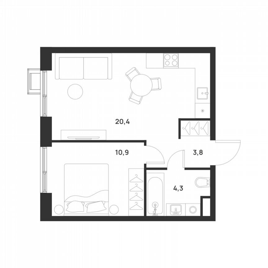 1-к. квартира, 39,4 м², 16/17 эт.