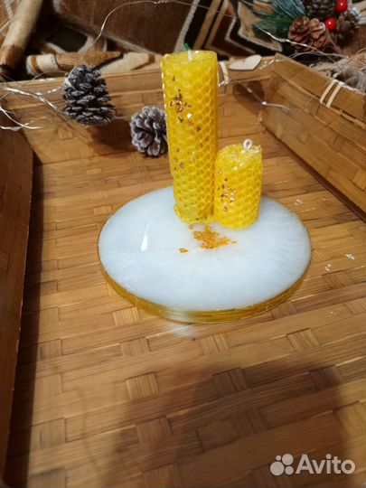 Подсвечник и свеча ручной работы