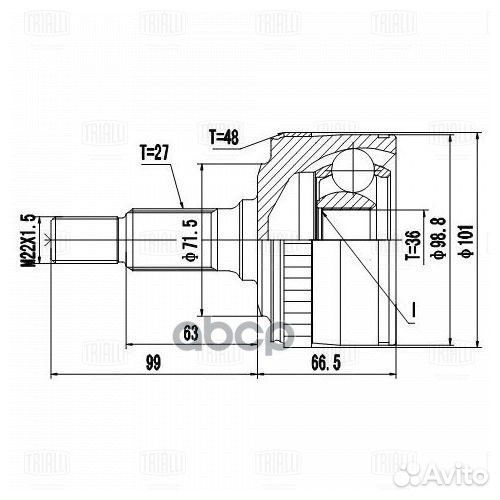 ШРУС для а/м Mercedes Vito/Viano (W638) (96) 2.2d
