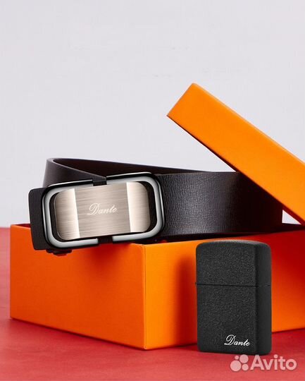 Мужской кожаный ремень черный