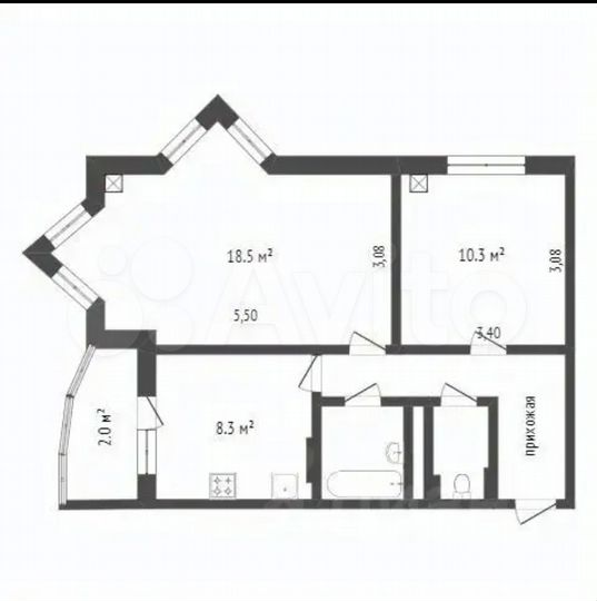 2-к. квартира, 49 м², 4/9 эт.