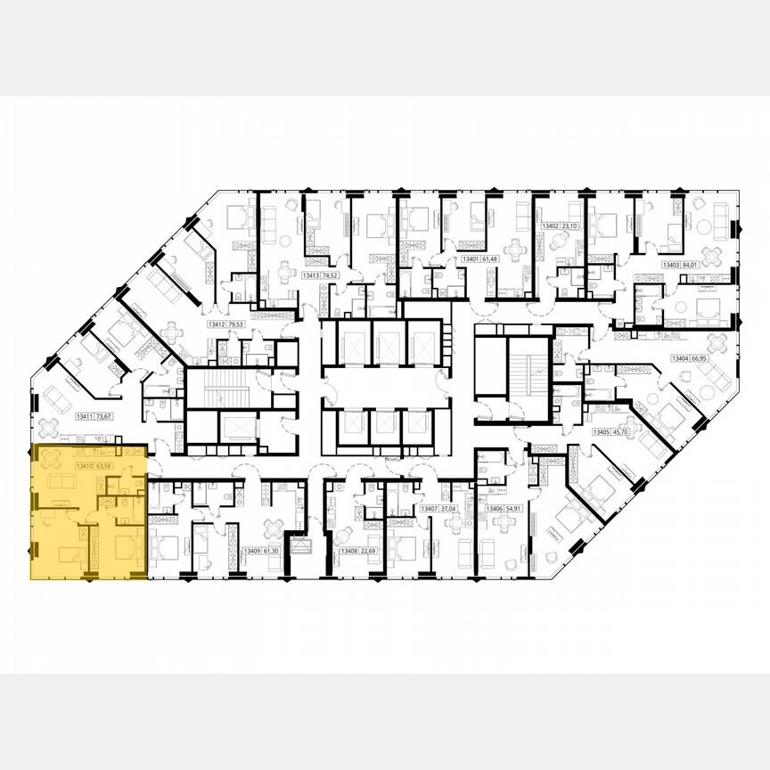 2-к. квартира, 63,1 м², 34/55 эт.