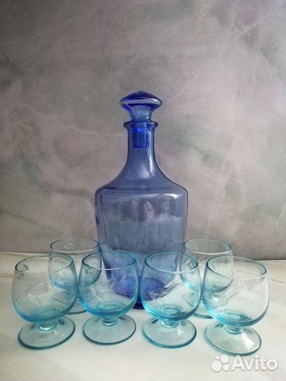 Графин с рюмками Богемия, цветное