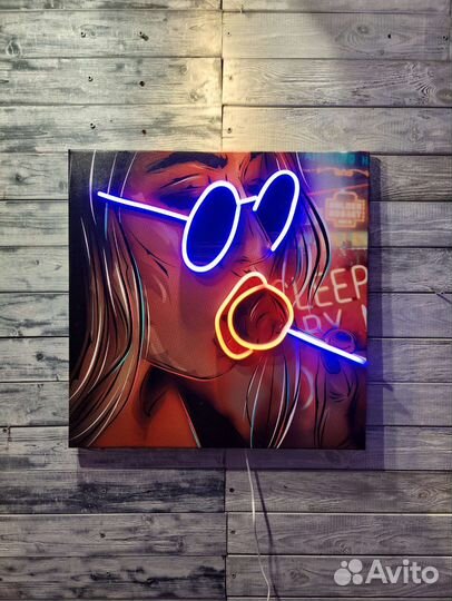 Картины для интерьера неоном неон