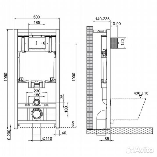 Инсталляция с подвесным унитазом BelBagno UNO с си