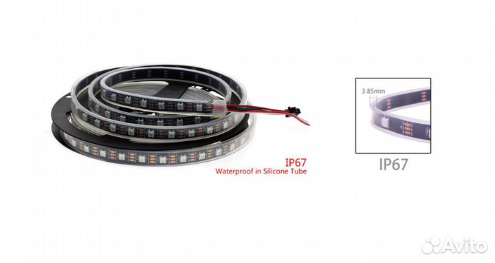 LED лента WS2812В RGB IP30, 16х16, контроллеры
