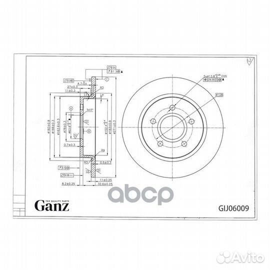 Диск тормозной задний GIJ06009 ganz