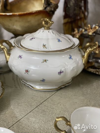 Супница И молочник Посуда Чехия мейсенский цветок
