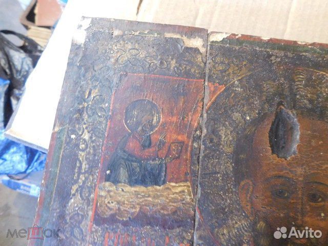Старинная православная икона святой Николай,ри
