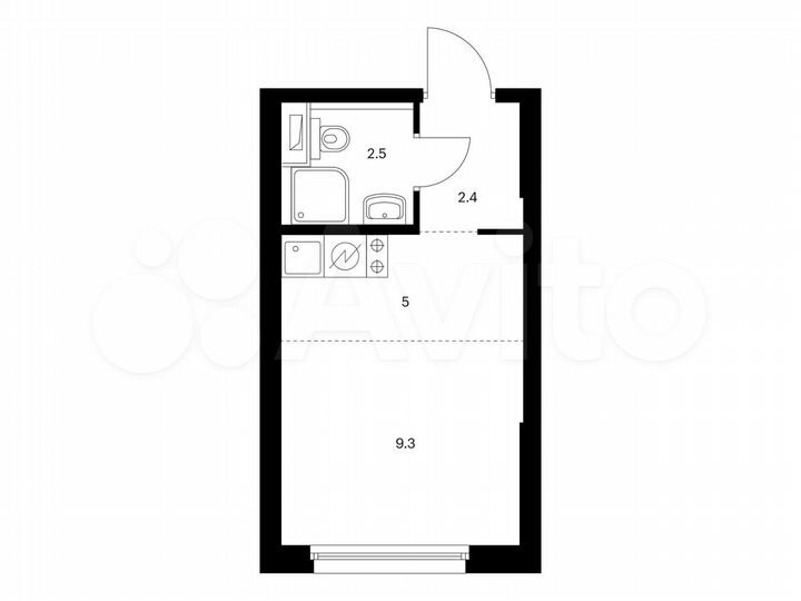 Квартира-студия, 19,2 м², 1/19 эт.