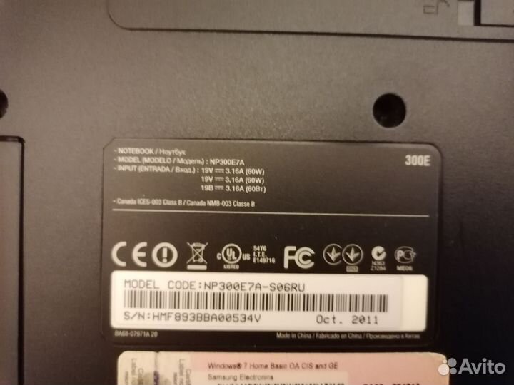 Ноутбук samsung np300e7a