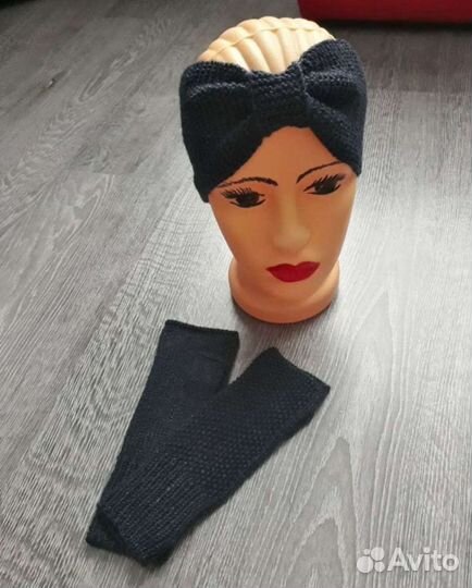 Повязка на голову +митенки