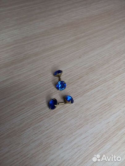 Запонки винтажные с вставками, латунь, стекло, ссс